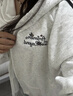 辰衣纯美式潮牌hiphop三条杠连帽开衫卫衣女2024春秋小众慵懒风情侣外套 白灰色（薄款/重磅优质版） M 实拍图