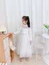 小咔衣浓儿童礼服公主裙高端花童婚纱小女孩主持人女童钢琴演奏演出服夏季 白色20066长款长袖 130 实拍图