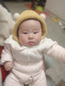 贝娜茜婴儿帽子秋冬款男女宝宝帽子冬季加厚护耳珊瑚绒毛线帽套头帽保暖 双球珊瑚绒-黄色 0-12个月（37-45CM） 实拍图