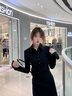 冶芷秋季法式穿搭黑色长袖连衣裙子掐腰长裙初秋装2025新款女 气质长袖连衣裙黑色S 实拍图