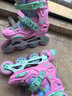 米高轮滑鞋S3儿童花样溜冰鞋套装高端平花四码调节直排初学花式旱冰鞋 粉色鞋 M (33-36) 实拍图