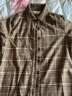 COCOBELLA复古色织条纹长袖衬衫女休闲对格工艺格子衬衣SR96 卡其格 M 实拍图