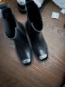 蹀愫冬英伦复古烟筒靴时髦低跟女靴矮靴TA32773-11 黑色胎牛皮革/黑色织物 39 晒单实拍图