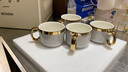 SUCCOHOMEWARE 欧式咖啡杯套装高档陶瓷杯礼盒装带托盘轻奢办公室家用下午茶杯 灰色六杯碟勺+金U架+托盘-礼盒装 实拍图