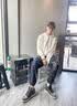 GENIOLAMODE卫衣男韩版落肩连帽宽松休闲百搭华夫格春秋上衣 实拍图