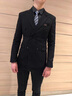 罗蒙（ROMON）西服套装男双排扣戗驳领商务休闲西装大码正装结婚新郎修身英伦风 藏青色 两件套 送领带胸巾R173 2XL  (135-145斤内) 实拍图