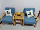 邦尼娅出租房小户型家用客厅阳台单人实木布艺卧室休闲靠背小沙发椅组合 天蓝色原木麻布 单人+单人+小双层茶几(主图组合) 实拍图