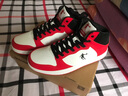 乔丹男鞋加绒高帮板鞋保暖棉鞋皮革面减震休闲运动鞋子 白色极光红 44 实拍图