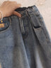 浪莎高腰牛仔裤女宽松女装春季阔腿显瘦遮肉萝卜哈伦老爹裤 实拍图