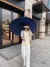 爱上雨24骨雨伞长柄男女士家用大号自动加固结实抗风暴雨专用定制直杆伞 全纤维中棒-加大-24骨藏青色 实拍图