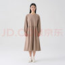 无印良品（MUJI）女式 法兰绒抽褶连衣裙 美拉德纯棉起毛宽松长裙子秋冬 BC08CC3A 浅灰棕色 S 155/80A 实拍图