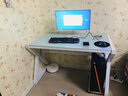 猫耳朵电脑桌台式家用经济型笔记本钢化玻璃电脑桌竞技桌简约现代写字桌 升级款120*60*75白玻璃+白架 实拍图