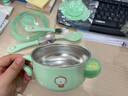南言溪北北宝宝注水保温碗婴儿辅食碗婴幼儿不锈钢防摔吸盘碗勺套装儿童餐具 薄荷绿注水碗（送叉勺吸盘） 实拍图