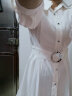 AUI白色衬衫连衣裙女夏2022年新品职业气质收腰拼接网纱大摆裙子 白色 S 晒单实拍图