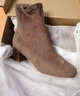 ZHR女靴质感绒面网红粗跟短靴女增高显瘦加绒保暖靴子女仙女风 Y382 卡其色 38 实拍图