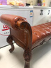 帕芭莎（PABUSIOR）【正品保障】床尾凳美式实木床尾凳真皮长凳门厅穿鞋凳欧式床尾凳 经典棕色 实拍图