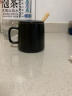 传旗陶瓷马克杯350ml带勺盖咖啡杯水杯子办公室茶杯礼盒款 黑 实拍图