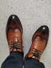 金利来（Goldlion）男鞋新款皮鞋男德比布洛克系带男士商务正装皮鞋男真皮婚鞋大小码 棕色 单层 23 (230mm) 36码 实拍图