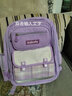 巴布兔书包小学生女生新款高颜值一二四到六年级轻便减负格子女童双肩包 紫色（公仔6件套+笔盒） 大号适合3-6年级使用 实拍图