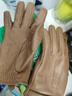 曼查斯特真皮手套女薄款触屏山羊皮单皮短款骑车开车秋冬加绒保暖修手 卡其色丝光薄里 S 实拍图