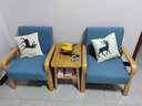 邦尼娅出租房小户型家用客厅阳台单人实木布艺卧室休闲靠背小沙发椅组合 天蓝色原木麻布 单人+单人+小双层茶几(主图组合) 实拍图