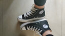 回力（Warrior）高帮帆布鞋男女鞋秋冬季情侣鞋子学生男休闲运动板鞋 经典黑38 实拍图
