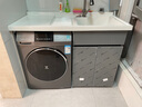 希尚可定制洗衣机柜加厚蜂窝铝切角阳台柜滚筒洗衣机伴侣石英石洗衣柜 125cm灰色右盆【白盆备注】 实拍图