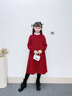 皮尔卡丹（pierre cardin）童装 女童连衣裙早春洋气儿童公主裙中大童小女孩新年装礼服裙子 红色 130 实拍图
