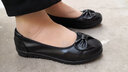 恒有福头层软牛皮妈妈鞋舒适软底浅口圆头平底豆豆鞋孕妇工作真皮女单鞋 703黑色 41 实拍图