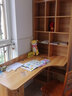 尚静 实木书桌书架一体书柜组合转角电脑桌家用学习桌写字台办公桌子 奶油白书桌+右书柜 140*98*180cm 实拍图