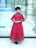 小咔衣浓儿童礼服公主裙花童婚纱小主持人女童钢琴演奏演出服汉服大童秋冬 酒红色【加绒款】089-A3 160 实拍图