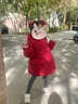 戴维贝拉（DAVE＆BELLA）白鸭绒儿童羽绒服保暖女童上衣冬装圣诞加厚小童外套宝宝衣服 浆果红【现货】 120 cm（建议身高110-120cm） 实拍图