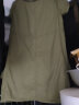 楚馨2024夏季新款女装时尚休闲韩版宽松中年小个子纯棉连衣裙夏天裙子 军绿色 L（120-140斤） 晒单实拍图