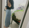 【高级感】高腰开叉牛仔半身裙a字裙包臀半裙小个子梨形长裙 复古浅蓝 S 实拍图