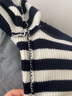 纳维凯尔意大利小帆船半开领针织衫女翻领条纹毛衣2334043501 蓝/白 L  实拍图