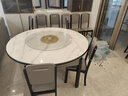 上林春天 岩板餐桌 实木餐桌椅组合现代简约伸缩折叠圆桌吃饭桌子餐厅家具 亮光雪山白-黑灰框架【木椅】 1.5m 一桌十椅 实拍图