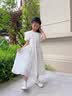 G.duck童装女童连衣裙夏季儿童公主裙韩版时尚23新款小女孩泡泡袖雪纺裙 白色 150 尺码11~12岁【140-150cm】 实拍图