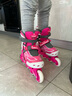 米高轮滑鞋儿童溜冰鞋直排轮可调尺码透气培训初级教学生用旱冰鞋MI0 粉K7套装（锁轮款） MI0 M (推荐鞋码31-34内长20-22.5cm) 实拍图