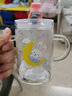 富光儿童牛奶杯带刻度宝宝冲泡奶粉吸管水杯微波加热耐热玻璃杯带把手 粉色小兔子 300ml 实拍图