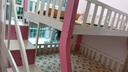 禧龙盛公主床上下铺高低床上下层实木床小户型省空间两层床 粉白色柜梯+包安装+床垫 上宽160下宽180 实拍图