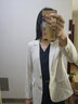 ROEYSHOUSE罗衣知性纯色OL西装外套女装秋装新款修身职业西服01687 米白色 M 实拍图