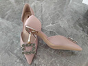 苏妃妃 高跟鞋凉鞋女新款夏季露趾一字带尖头细跟水钻单鞋女中空侧空 杏色6CM 34 实拍图