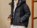 森马（Semir）轻松羽绒|90鸭绒羽绒服女冬季短款宽松花苞连帽甜美三防保暖外套 黑色（灰鸭绒）90001 2XL 实拍图