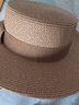 ALBINELE草帽女夏天复古英伦平顶礼帽韩版沙滩帽防晒遮阳帽ins网红平顶帽 卡其 实拍图