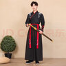 叙耳汉服男国风古风武侠剑客男士大码公子学生班服套装汉服古装衣服 浮云全黑 175 XL 实拍图