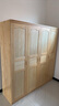 顾虎可定制松木大衣柜2米四门儿童实木衣橱带裤架对开门原木大板直拼 环保水性漆 180宽55深195高（清漆） 实拍图