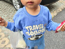 巴布豆宝宝衣服儿童套装春秋新款男童可爱休闲亲肤卫衣两件套中小童薄款 海军蓝 越野巴布+灰 出袋巴布X 100 实拍图
