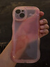 巴蒂尼 粉色水墨晕染iPhone手机壳苹果手机保护套全包摄像头硅胶软壳情侣男女防摔卡通可爱个性 【透粉】波浪边气囊防摔 iPhone 15 Plus 实拍图