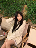 棉致重磅连帽碎花卫衣女春秋冬季新款宽松韩版山东即墨开衫外套加绒 杏色【699常规高品质30.5】 L 100-115斤 实拍图