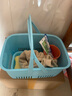 惬艺 小清新手提洗澡篮子收纳筐框大号塑料浴室洗浴筐装洗漱用品收纳篮 蓝色(大号30*20.5*15cm) 实拍图